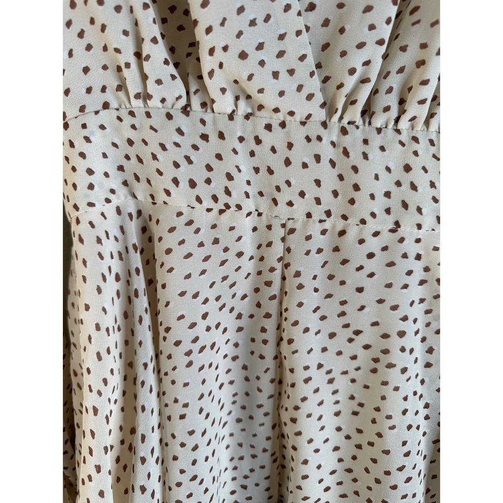 Princess Polly Cream Brown Polka Dot Summer Casual Ruffle V-Neck Romper Size 6 - Picture 3 of 7